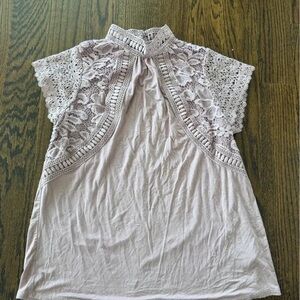 Cable & Gauge Lavender Lace Blouse